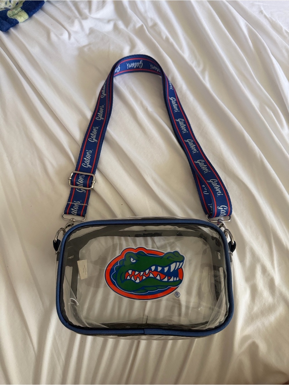 Clear Florida Gators Crossbody Bag with Blue Strap….Stadium approved!! 🧡💙🐊